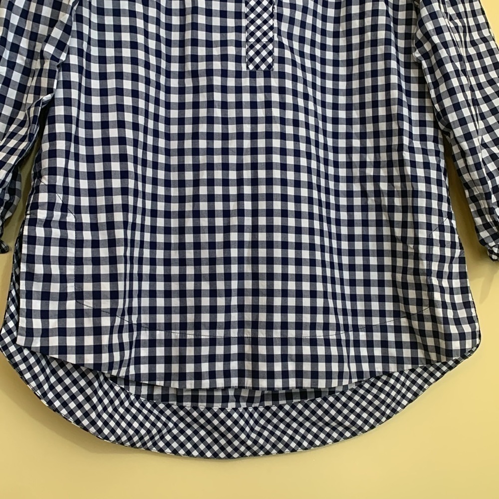 Vineyard Vines 100% Cotton Mixed Gingham Tie Sleeve High Low Hem Pullover Top S - Picture 11 of 17